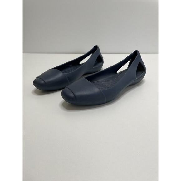 Crocs Sienna Ballet Flats Shoe Slide On Women Blue Toe Cap Sz 10 W Waterproof - Picture 3 of 7